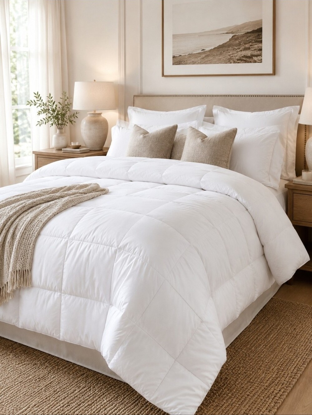 NIP Ella Jayne Full Queen Down Alternative Comforter White 90x90 All Season